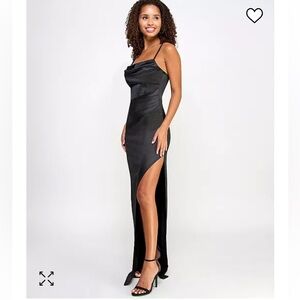 Black satin gown NWT